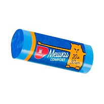 Мешки для мусора 20 л, синие, в рулоне 30 шт., ПНД, 8 мкм, 500х400 мм, Comfort, М0017 (МН 20-30с) в Уфе