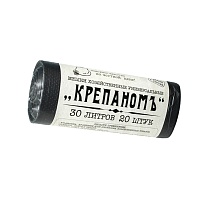 Мешки для мусора 30 л, черные, в рулоне 20 шт., ПНД, 7 мкм, 560х440 мм, Крепаномъ, 4607075710580 в Уфе