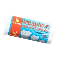 Мешки для мусора 30 л, белые, в рулоне 30 шт., ПНД, 5 мкм, 560х480 мм, Эконом, МЭ2585 (МНЭ 30-30б) в Уфе