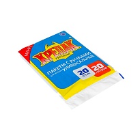 Мешки для мусора 20 л, с ручками, черные, в пачке 20 шт., ПНД, 10 мкм, 550х440 мм, Крепак, 4607075710085 в Уфе