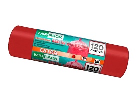 Мешки для мусора 120 л, красные, в рулоне 10 шт., ПНД, 14 мкм, 1100х700 мм, EXTRA, ex1201805 в Уфе