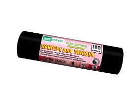 Мешки для мусора 180 л, ароматизированные, черные, в рулоне 10 шт., ПВД, 50 мкм, 1100х930 мм, EXTRA black, 18008301 в Уфе