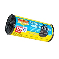 Мешки для мусора 120 л, черные, в рулоне 20 шт., ПНД, 15 мкм, 1100х700 мм, Крепак, 4607075710207 в Уфе
