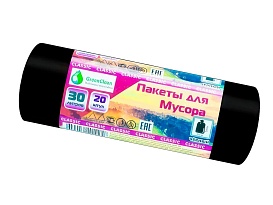 Мешки для мусора 30 л, черные, в рулоне 20 шт., ПНД, 7 мкм, 600х500 мм, MIRPACK Classik, 302040 в Уфе
