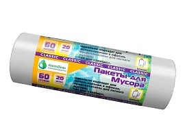 Мешки для мусора 60 л, белые, в рулоне 20 шт., ПНД, 7 мкм, 700х600 мм, MIRPACK Classik, 602052 в Уфе