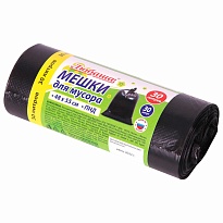 Мешки для мусора 30 л, черные, в рулоне 30 шт., ПНД, 7 мкм, 550х480 мм, Любаша, 608089 в Уфе
