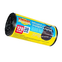 Мешки для мусора 120 л, черные, в рулоне 30 шт., ПНД, 15 мкм, 1100х700 мм, Крепак, 4607075710122 в Уфе