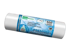 Мешки для мусора 300 л, белые, в рулоне 10 шт., ПВД 70 мкм, 1400х1000 мм, PREMIUM+, 300101602 в Уфе