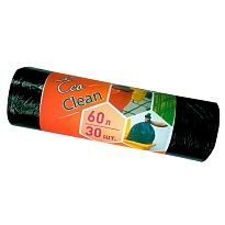 Мешки для мусора 60 л, черные, в рулоне 30 шт., ПНД, 6 мкм, 640х580 мм, Концепция Быта EcoClean, 603890 в Уфе