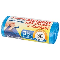 Мешки для мусора 35 л, с ушками, синие, в рулоне 30 шт., ПНД, 11 мкм, 650х500 мм, LAIMA ULTRA, 607684 в Уфе