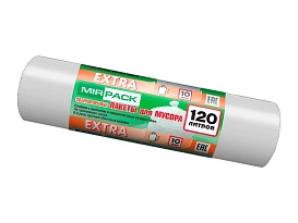 Мешки для мусора 120 л, белые, в рулоне 10 шт., ПНД, 14 мкм, 1100х700 мм, EXTRA, ex1201803 в Уфе
