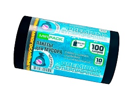 Мешки для мусора 100 л, черные, в рулоне 10 шт., ПВД, 70 мкм, 1000х600 мм, PREMIUM+, 1001076 в Уфе