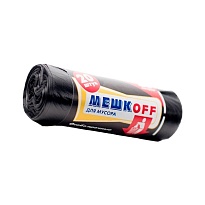 Мешки для мусора 60 л, черные, в рулоне 20 шт., ПНД, 9 мкм, 700х600 мм, МЕШКОFF, 4045 в Уфе