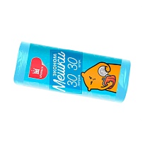 Мешки для мусора 30 л, синие, в рулоне 30 шт., ПНД, 5 мкм, 560х480 мм, Эконом, МЭ3841 (ПМ-30-30) в Уфе